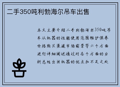 二手350吨利勃海尔吊车出售