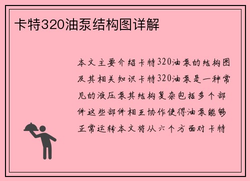 卡特320油泵结构图详解